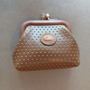 Vintage DOONEY & BOURKE Leather Kisslock Coin Purse Tan
